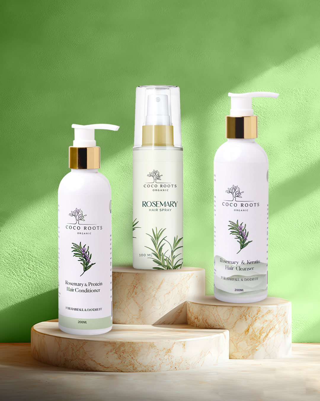 Hair growth combo - Rosemary hair growth oil + Rosemary&Keratin Hair Cleanser + Rosemary &Protein Hair conditioner